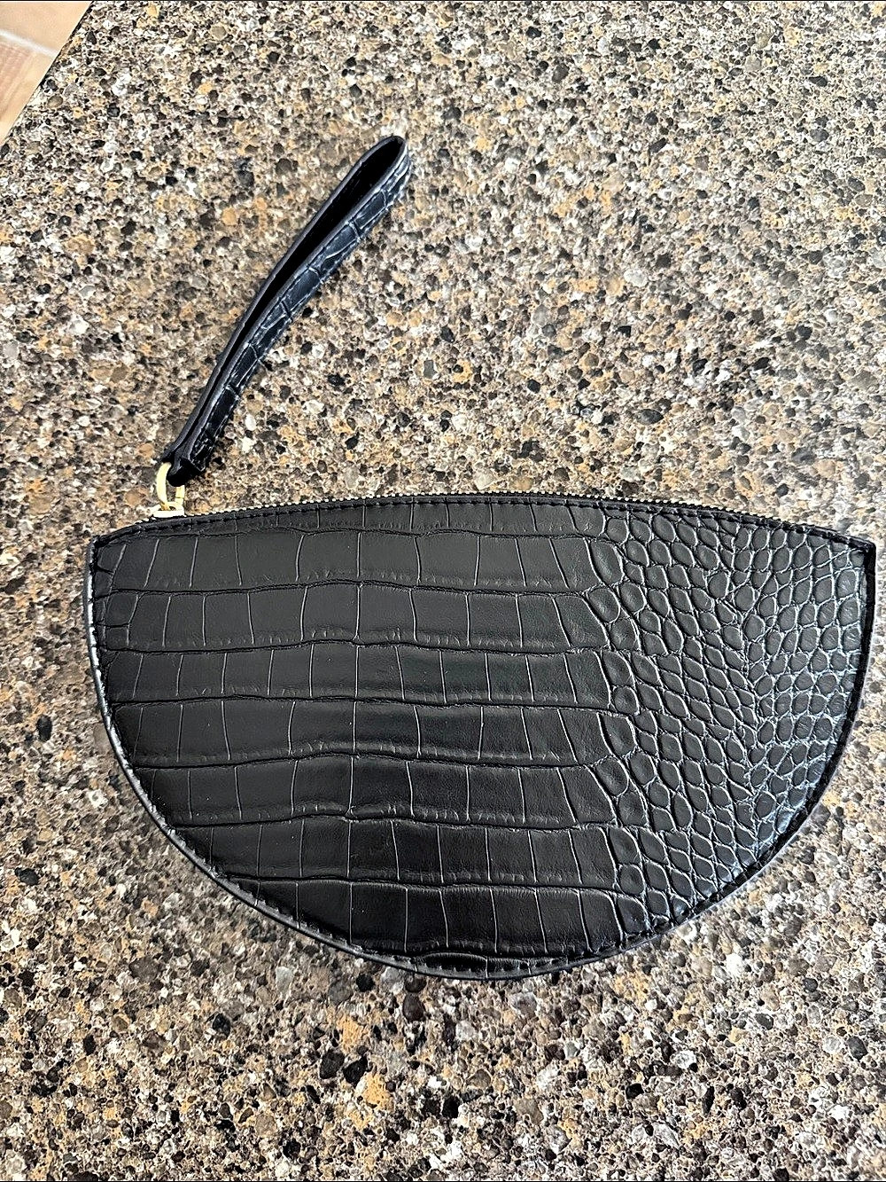 A New Day Black Faux Crocodile Embossed Wristlet NE